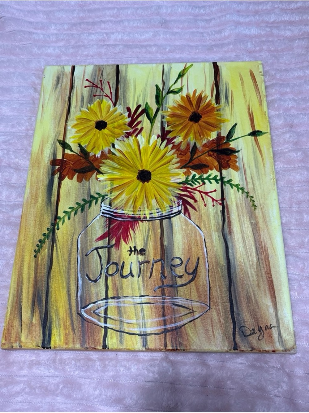 Yellow Sunflower Mason Jar Wall Art Canvas - The Journey